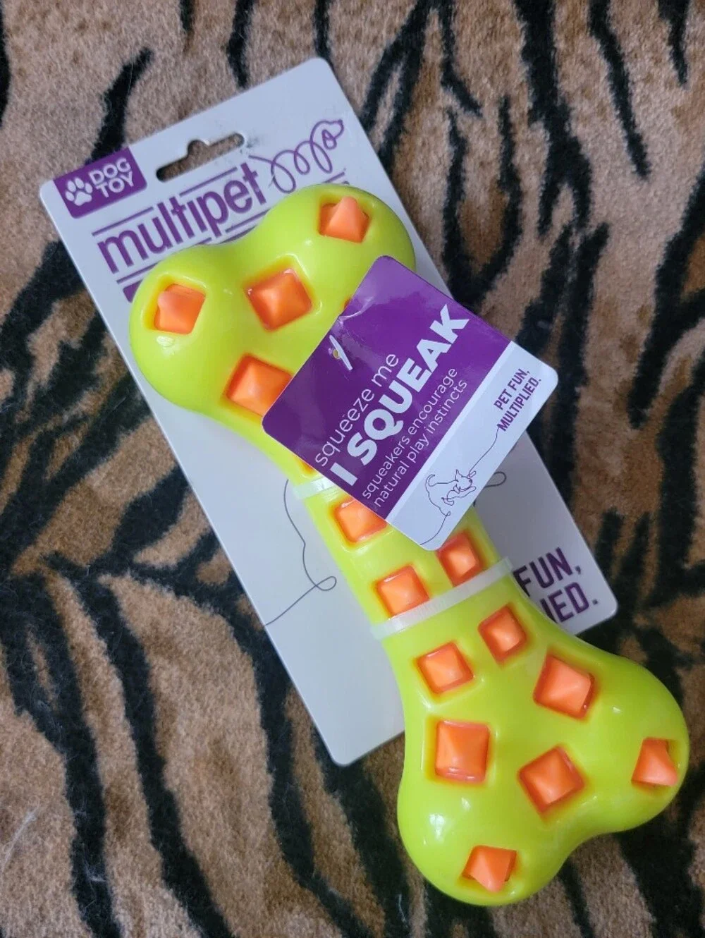 Multipet Squeak Dog Bone Toy W Spikes Dental- New Large